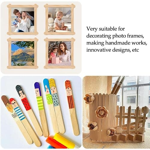 KTOJOY 200 Pcs Craft Sticks Ice Cream Sticks Natural Wood Popsicle Craft Sticks 4.5 inch Length Treat Sticks Ice Pop Sticks for DIY Crafts thumbnail 6