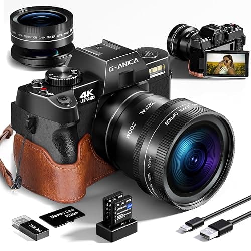 Ture 48MP&4K Digital Cameras for Photography with WiFi & App Control, Vlogging for YouTube with Bag,Compact Travel Camera,Perfect for Entry-Level Users and Beginners with Macro&Wide Lens-32GB Card - Image 1