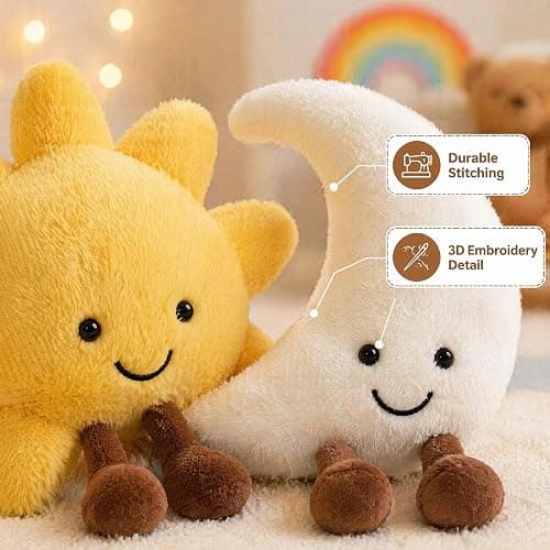 Malvjun Sun and Moon Plush Toy | 12'' Soft Smiling Stuffed Plushie Toys, Cute Decorative Throw Pillows for Kids Bedroom, Children's Birthday Holiday Gift Set thumbnail 8