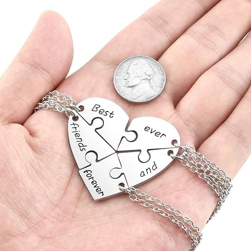 PESOENTH BFF Best Friend Necklace For 2 3 4 5,Friendship Jewelry For Women Gift,Matching Heart Best Friends Forever Pendant Necklaces Set Birthday for Friendship BBF - 5pcs Best friends forever and ever Neclace thumbnail 5