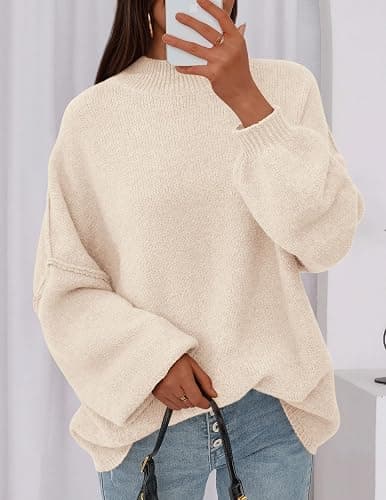 PRETTYGARDEN Women's 2025 Fall Oversized Sweaters Chunky Knit Mock Neck Long Sleeve Casual Trendy Pullover Winter Clothes thumbnail 4