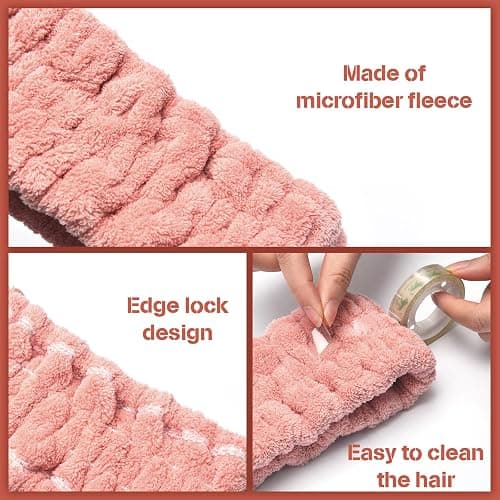 Chuangdi 3 Pieces Spa Headband for Women Facial Makeup Headband Soft Terry Cloth Hairband for Washing Face Mask Spa Shower Gifts(Pink, Gray, Dark Brown) thumbnail 3
