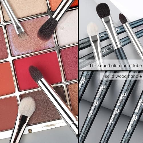 EVRCHGIEA Natural Goat Hair Eye Makeup Brush Set, 6 Pcs Professional Blending Eyeshadow Makeup Brushes for Concealer Eyebrows Eyeliner, Soft Hairs & Wood Handle… (blue 6pcs) thumbnail 5
