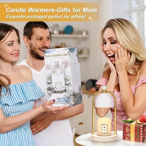 White Candle Warmer Lamp with Timer-Unique Happy Birthday Gifts for Women and Men, Fun Gift Ideas for 30th, 40th, 50th and 60th Birthdays for Gold Home Decor thumbnail 2