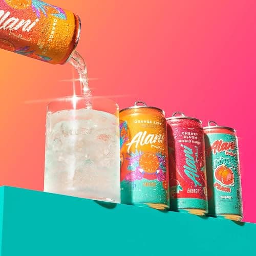 Alani Nu VARIETY PACK (CHERRY SLUSH, JUICY PEACH, ORANGE KISS), Low Calorie Energy Drinks, 100mg Caffeine, Biotin, B Vitamins, Zero Sugar, 10 Calories or Less, 8 Fl Oz Cans, 12 Pack thumbnail 7
