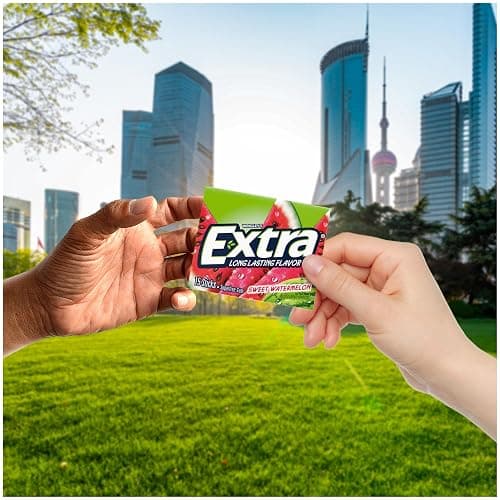 EXTRA Gum Sweet Watermelon Sugarfree, Bulk, Individually Wrapped, Long Lasting Fruit Gum Watermelon Flavor Perfect for Fresh Breath at School, Work & Travel 15 Count, Pack of 10 thumbnail 4