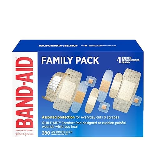 Band-Aid Brand Adhesive Bandages Family Variety Pack, Sheer & Clear Flexible Sterile Individually Wrapped Bandages for First Aid Wound Care for Minor Cuts & Scrapes, Assorted Sizes, 280 ct - Image 1