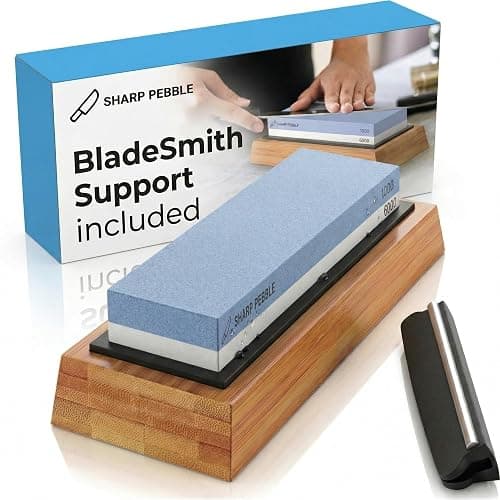 Sharp Pebble Premium Whetstone Knife Sharpening System – 1000/6000 Grit Whetstone Knife Sharpener & Honing Kit with Angle Guide & Non-Slip Bamboo Base – Guided Beginner Instructions - Image 1