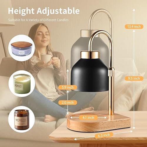 Candle Warmer Lamp with Timer Dimmer, House Warming Gifts New Home Decor, Birthday Gifts for Women Mom, Wax Melt Warmer for Jar Candles, Adjustable Height with 2 Bulbs thumbnail 2