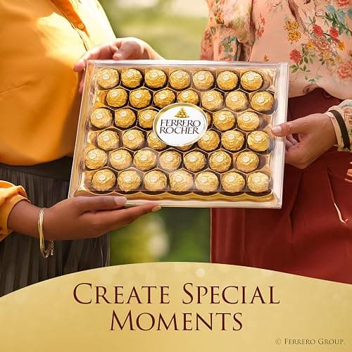 Ferrero Rocher Gourmet Hazelnut Milk Chocolate Gift Box, 42 Individually Wrapped Chocolates, 18.5 oz thumbnail 5