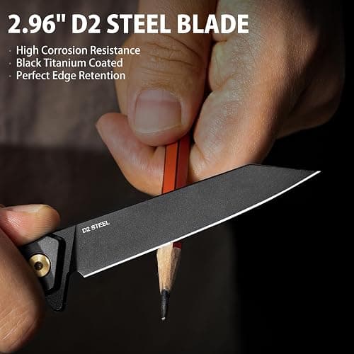VALHALLA Slim EDC Pocket Knife, 3'' D2 Steel Reverse Tanto Folding Knife, Compact Work Knife, Pocket Knife For Men with Clip, Frame Lock, Gift For Men Women thumbnail 3