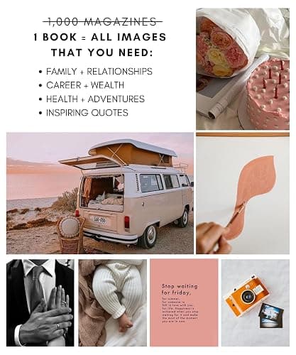 Lamare Vision Board Book - 1000+ Aesthetic Vision Board Images & Motivational Quotes, Vision Board Supplies, Vision Board Kit, Collage Book for Manifestation, Self Care & Goal Setting thumbnail 5