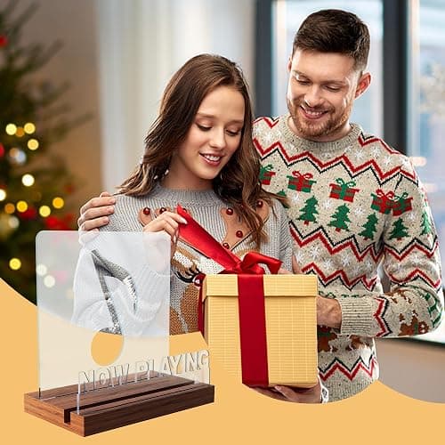 CoolGift Mart Now Playing Vinyl Record Stand, Light up Record Holder, Wooden Acrylic Display with Warm White Lights for Albums, Room Decor, for Vinyl Lovers thumbnail 8