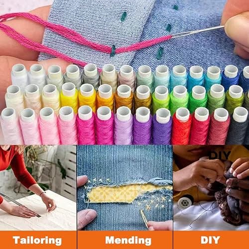 JUNING Sewing Kit with Black Case Portable Sewing Supplies for for Mom Grandma Women Men Teen Girls Boys Adults Beginner, Home Travel, Emergency, 42 Threads, Scissors, Needles, Measuring Tape and More thumbnail 7