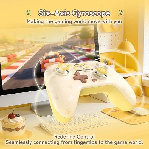 Kuitmor Yellow Switch Controller,Yellow Dog Hall Effect Controllers Wireless for Switch 2/1/OLED/Lite,PC,Android,iOS, Bluetooth + Wired + 2.4G Receiver,1000mAh Battery,6-Axis Gyro,Dual Vibration,RGB Breathing Light thumbnail 9