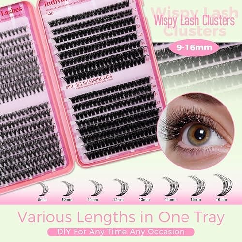 Lash Clusters Kit for Beginners Eyelash Clusters Kit Lashes Clusters Kit Cluster Lashes Pestañas Postizas Naturales with Lash Bond&Seal,Lash Tweezers,Brush RITALASH(640pcs 20D+40D+60D+80D Kit,9-16mm) thumbnail 2