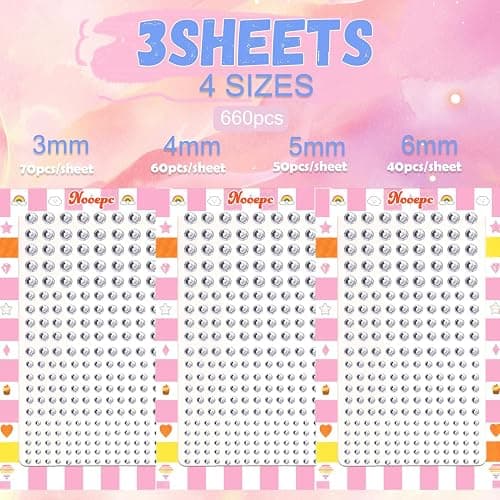 NOOEPC 660Pcs Face Gems Hair Gems, Self-Adhesive Face Jewels Eye Jewels Rhinestones 3/4/5/6 mm DIY Face Gems Stick on, Hair Body Rhinestones Gems Rave Accessories for Face Eyes Makeup Body, Crafts thumbnail 2
