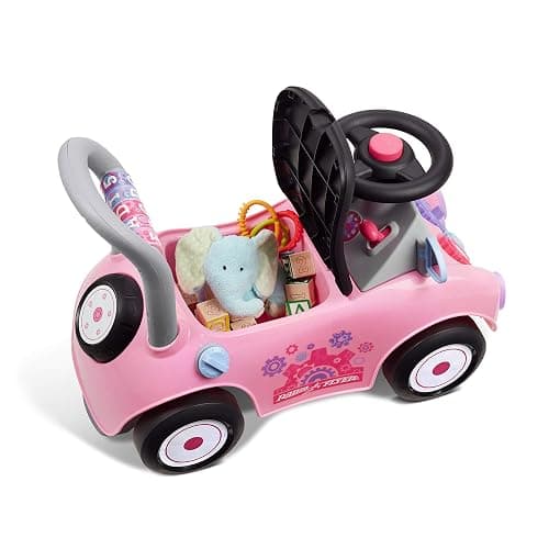 Radio Flyer Busy Buggy Ride On Toy Car with 17 Interactive Activities, Sit-to-Stand for Ages 1-3, Features Built-in Storage, Walk or Ride Options for Toddler Development and Play thumbnail 4