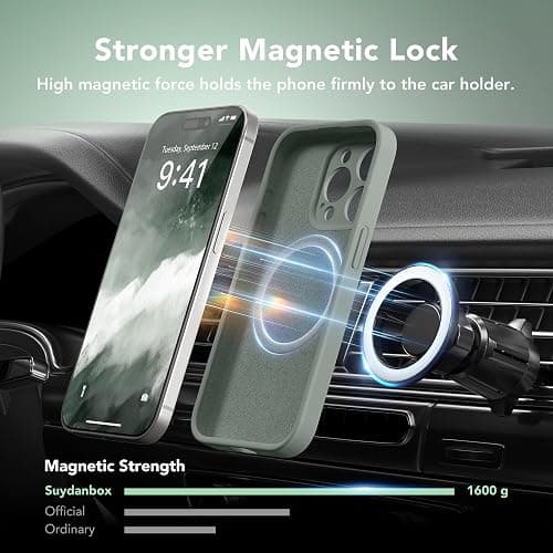 SuydanBox Magnetic for iPhone 12 Pro Max Case, Compatible with MagSafe, [Full Camera Protection][Screen Protector] Silicone Shockproof Protective Phone Case for iPhone 12 Pro Max 6.7", Calke Green thumbnail 3