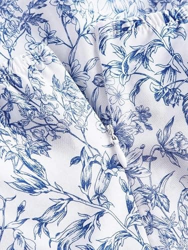 Narecte Summer Dresses for Women,Tie Halter Mini Dress,Floral Print Short Dress,Ruffle Trim Casual Dresses thumbnail 5