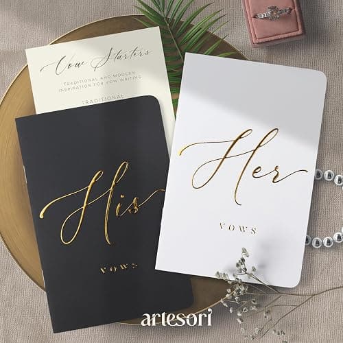 ARTESORI Premium Wedding Vow Book for Her & Him, Soft Touch, Gold Foil, 28 Lined Pages, Wedding Vow Books His and Hers, Wedding Essentials, Wedding Registry Ideas, His and Hers Gifts [White & Black] thumbnail 6