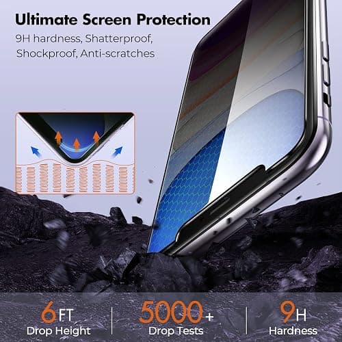 UNBREAKcable Privacy Screen Protector Shatterproof Tempered Glass [True 28°Anti Spy] [9H Hardness] [Easy Installation Frame] for iPhone 11/XR 6.1 inch - 2 Pack thumbnail 7