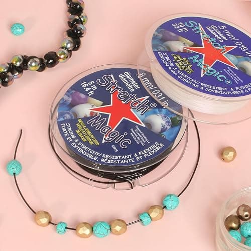 Stretch Magic Elastic Beading Cord – Clear Color, 0.6mm in Diameter, 25-Meter (82 ft) - Easy to Knot, Strong & Stretchy String for Making Beaded Jewelry thumbnail 2