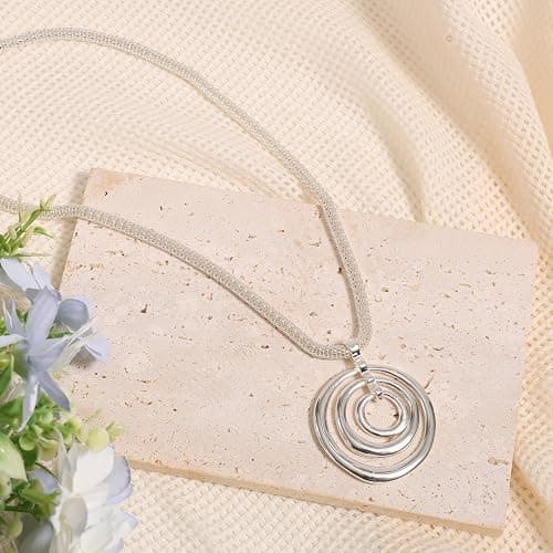Mikovivi Chunky Necklace for Women, Sun Heart Flower Pendant Necklace Circle Summer Beach Jewelry for Birthday Holiday Party Present thumbnail 3