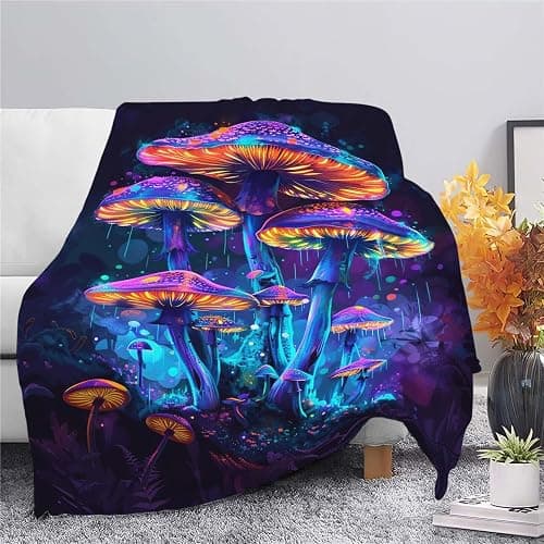 Mushroom Throw Blanket Mushroom Stuff Gifts for Kids Girls Boys Adults Women Man Soft Cozy Warm Plush Fluffy Fuzzy Fleece Blanket Decor 40''X50'' thumbnail 3