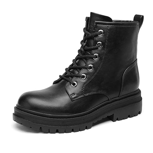 DREAM PAIRS Lace-up Combat Boots Ankle Booties for Women - 7.5 - Black