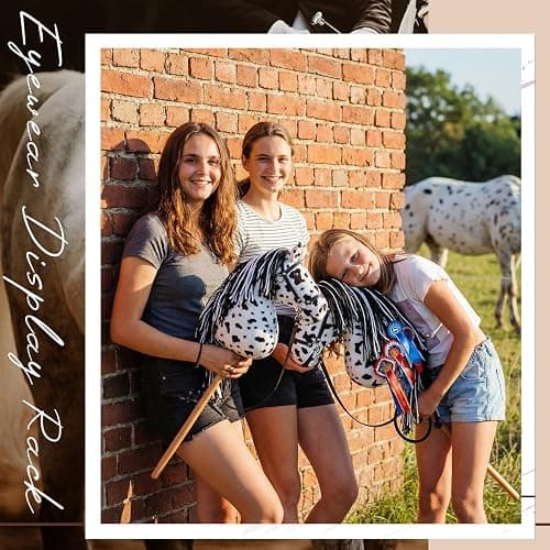 Teyva Daily Large Hobby Horse, Realistic Head, Long Flowing Mane, Removable Leather Reins, Solid Wooden Stick for Equestrian Training & Competition, Screen-Free Fun for Active Kids(Black and White) thumbnail 2