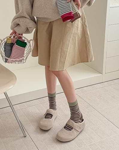 Tuuwjo 5 Pairs Colorful Striped Socks for Women Girls Cute Vintage Cotton Crew Socks Retro Athletic Casul Calf Socks thumbnail 6