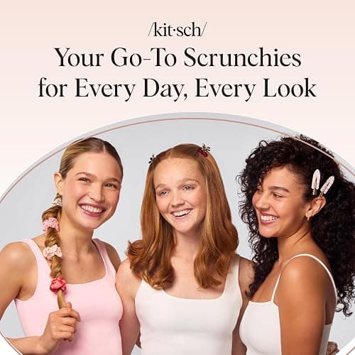 Kitsch Satin Scrunchies for Women - No Crease Hair Ties for Girls | Scrunchies For All Hair Types and Textures, Perfect for Day or Night | Ideal Gifts for Women - Assorted Cherry Blossom, 5pcs thumbnail 8