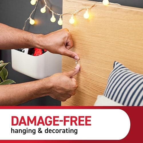 Command Indoor Mini Light Clips, Damage Free Hanging Christmas Light Clips, Mini Wall Clips for Hanging Indoor Christmas Decorations, Lights and Cables, 45 Clear Clips and 54 Command Strips thumbnail 6