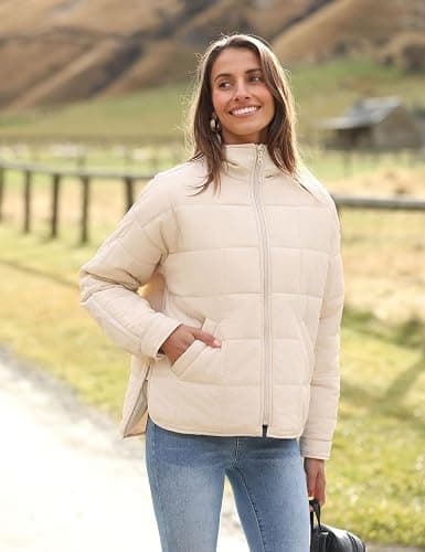 Bianstore Women's Oversized Splice Quilted Lightweight Puffer Jacket Casual Padded Coat thumbnail 2
