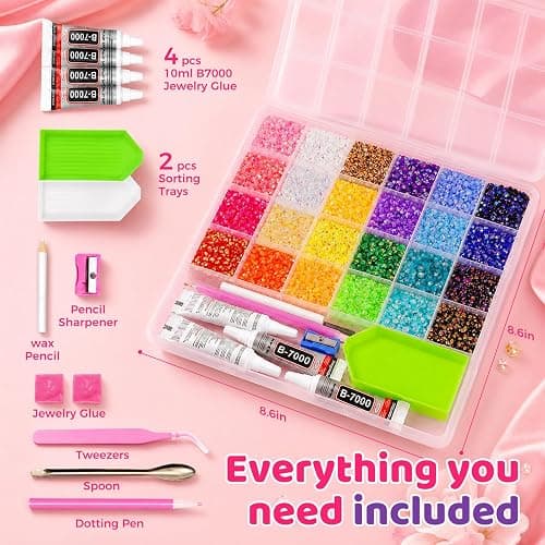 45000Pcs Rhinestones for Bedazzling Kit, 3mm Multicolor Flatback Gems, All-in-one Bedazzler Kit with 40ml Jewelry Glue and Complete Tools, Bedazzler Kit with Rhinestones for DIY Crafts thumbnail 4