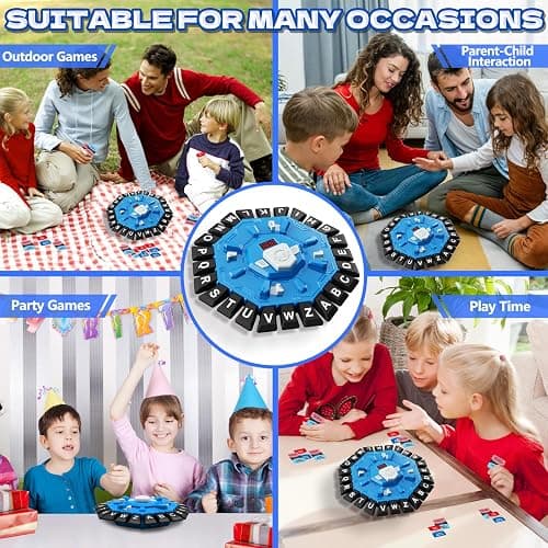 Resflycheng Word Game Family Board Game with Digital Display Timer and 2 Categories Modes Fun Fast-Paced 24-Letter Game for Learning Party Interactive (Blue) thumbnail 7