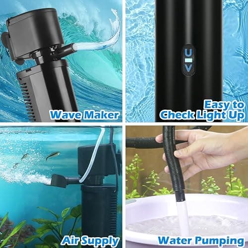 Aquarium Filter for 40-150 Gallon Tank, U-V Fish Tank Green Clean Machine Submersible Powerful Pump Canister Filter 400GPH for Pond Turtle Tank Saltwater Freshwater Crystal Clear Green Killing - CTUV-H8F(for 40-150 Gallon) thumbnail 5