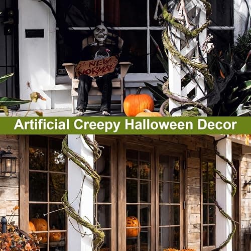 Suncalla 5 Pcs 30in Artificial Bendable Tree Branches for Decor, Moss | Fake Trunk Twigs with Leaves, Cherry Blossom Grape Vines, Halloween Steady Branch Garland, Wall Hanging Reptile Habitat Decor thumbnail 7