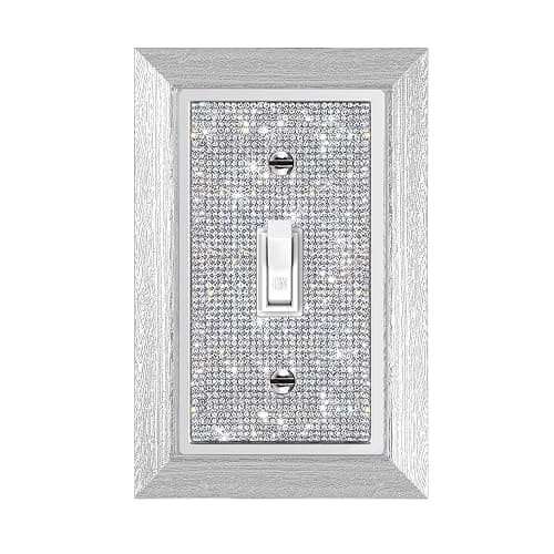 1 Pcs Shiny Rhinestones Imitation Wood Grain Wall Plate Toggle Light Switch Cover Decorative Durable Switch Covers Wall Plate Cover - Standard Size - 1PC-Wall Plate - Image 1
