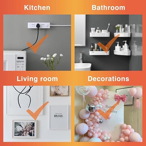 MOVELYST 60-Pairs(120 Strips) Large Picture Hanging Strips Heavy Duty, Removable Hook and Loop Tape, Picture Hanger Damage Free, Waterproof Adhesive Strips for Frame Hanging thumbnail 8