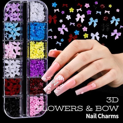 Teenitor Nail Charms and Nail Art Tools Set, Nail Art Kit with 5 Boxes of 3D Nail Charms and Gems Rhinestones, 15 Pcs Nail Art Brushes, 5 Pcs Nail Dotting Tools, 2 Set of Nail Stand thumbnail 4