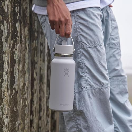 Hydro Flask 32 Oz Wide Flex Straw Cap Bottle - Insulated Stainless Steel - Wide Straw Lid, Non Spill, Leakproof in Ivory Rose Gold thumbnail 8