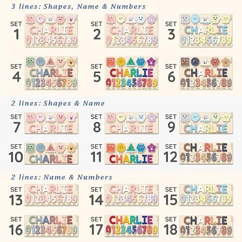 Personalized Name Puzzle for Toddlers 1-3, Custom Wooden Name Puzzle with Numbers and Shapes, 18 Art Sets, More Than Any Other, Baby Name Puzzle, Personalized Baby Gifts thumbnail 6