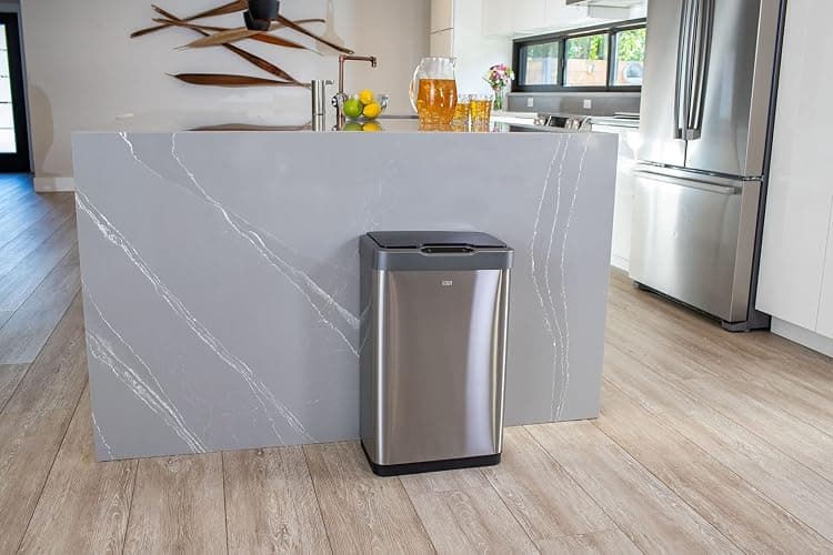 EKO Mirage-T 50 Liter / 13.2 Gallon Touchless Rectangular Motion Sensor Trash Can, Brushed Stainless Steel Finish - 50 Liter thumbnail 7