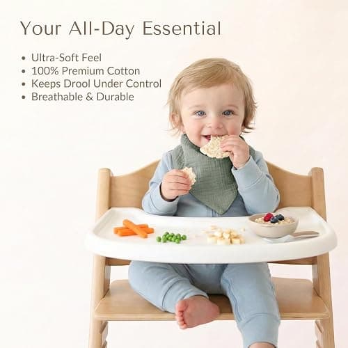 Konssy Muslin Baby Bibs 10 Pack Baby Bandana Drool Bibs 100% Cotton for Unisex Boys Girls thumbnail 6