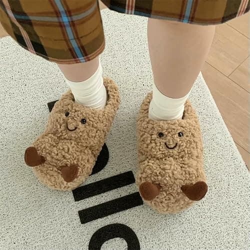 Gyios Memory Foam Slippers Winter Cartoon Fun Peanut Warm Indoor Fashion Casual Comfortable Non-slip Household Cotton Shoes-khaki-36-37 thumbnail 2