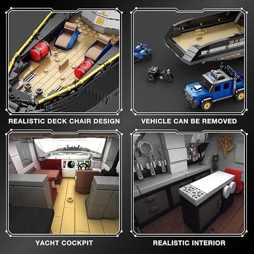 Reobrix Luxury Yacht Building Block Set for Adult 66103, Cruise Ship Building Toy Boat Model Kit, Yacht Collectible Display Decorations Gift for Adult Boys Girls Kids 14+ (4421PCS) thumbnail 6