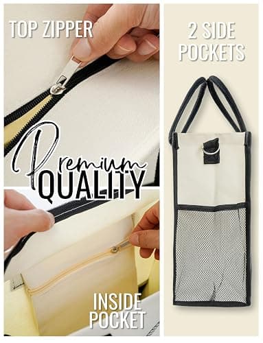 InnoBeta Pig Gifts for Women Canvas Tote Bag, Pig Gifts Tote with Top Zipper Closure and Shoulder Strap for Birthday, Mother's Day, Christmas thumbnail 7