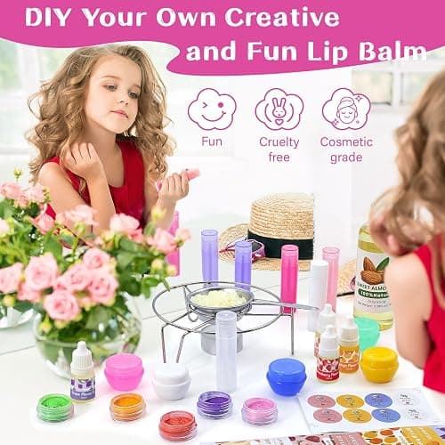 WhizToys DIY Lip Balm Making Kit Teen Girl Gifts Trendy Stuff Make Your Own Lip Gloss Set with Natural Beeswax, Shea Butter,Sweet Almond Oil,24 PCS Lip Blam Containers thumbnail 2